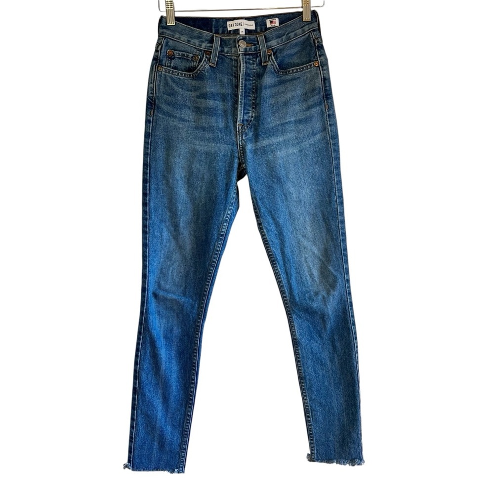 Re/Done slim fit high waist button fly blue denim jeans 24 excellent condition